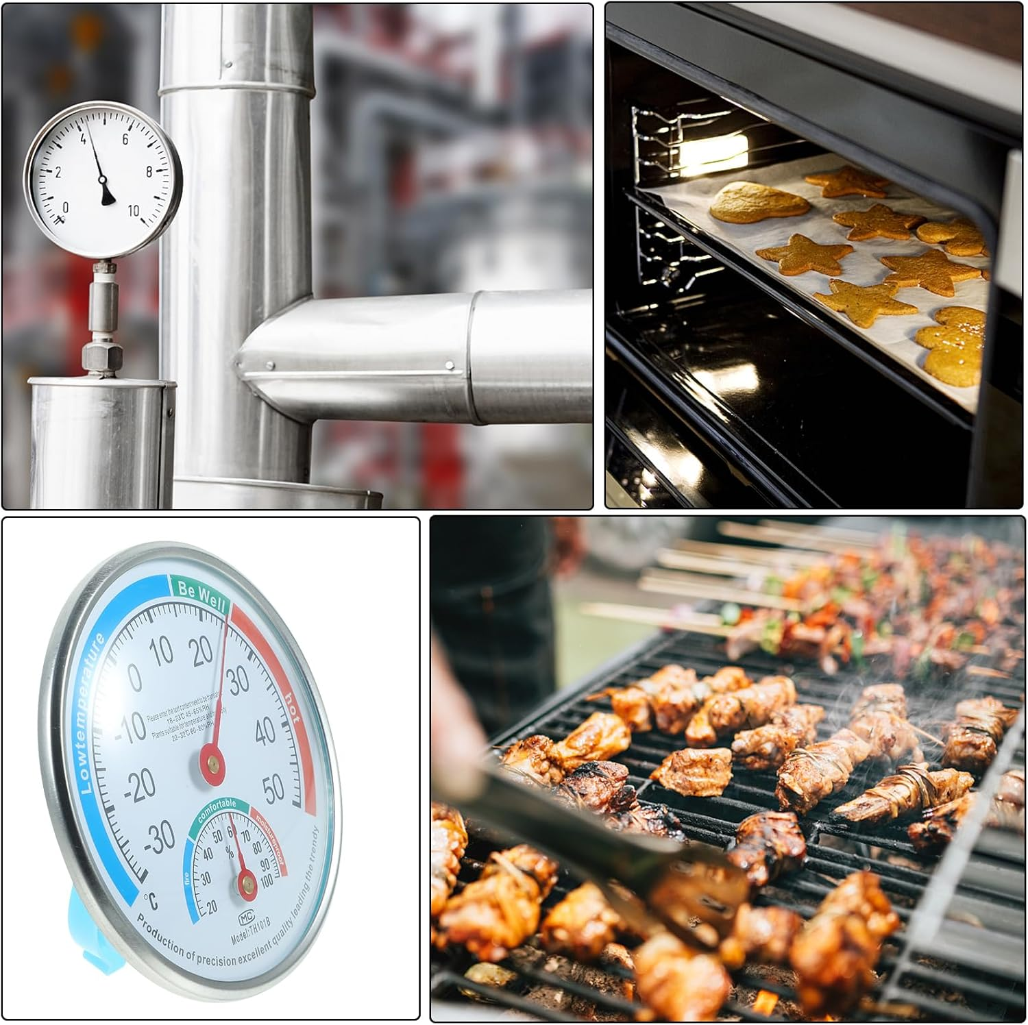 Round Indoor Outdoor Hygrometer/Thermometer, Humidity Gauge Indicator Temperature Humidity Monitor, Analog Hygrometer Humidor Aluminum Dial for Home, Office, Garden, Greenhouse or Conservatory image number 6