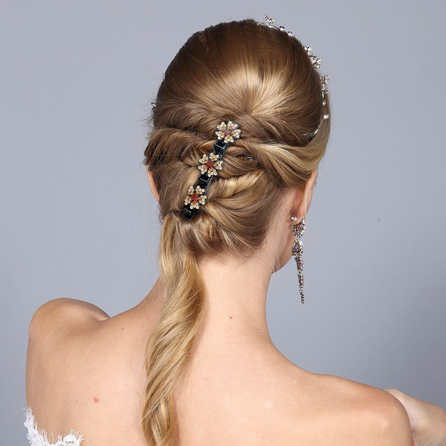 8 Side Clips with Flowers and Plants, Elee Braided Hair Finishing Artifacts, Exquisite Pony Clips, Daily Clothing and Accessories, Hairdressing Supplies image number 2