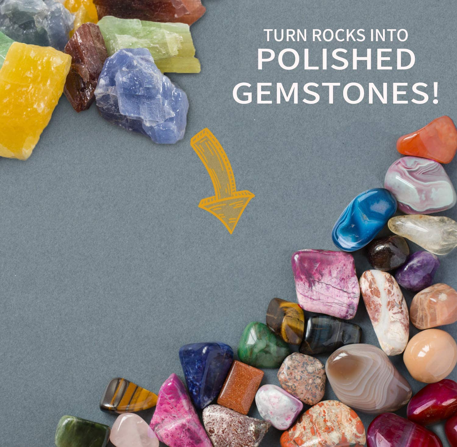 CAPKIT Rock Tumbler Refill Grit Media Kit, Stone Polisher (3.5 Pounds Polishing Grits + Poly Plastic Pellets), Compatible with Any Brand Tumbler, 5-Steps for Tumbling Stones image number 4