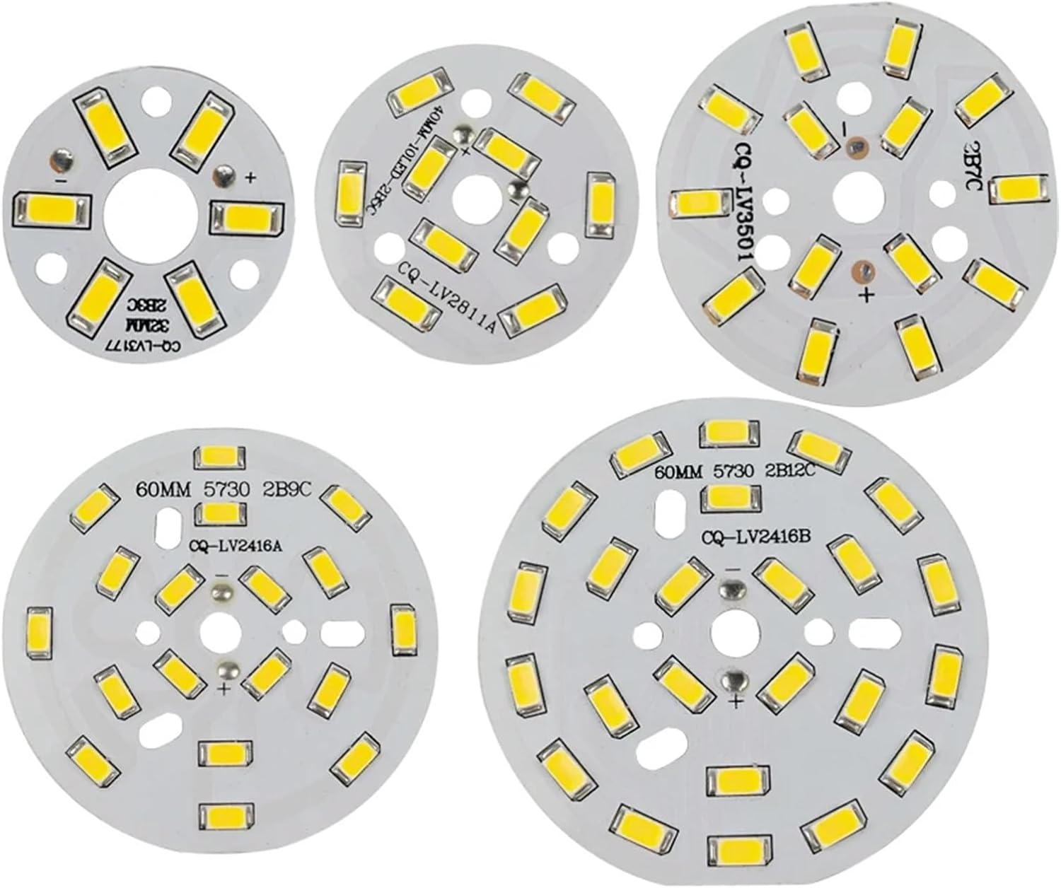 NFGZFNMKYW 5PCS New 3W 5W 7W 9W 18W 5730 Brightness SMD Light Board Led Lamp Panel for Ceiling PCB with LED Bulb Replacement Lamp Board(3000K,12W D60Mm)