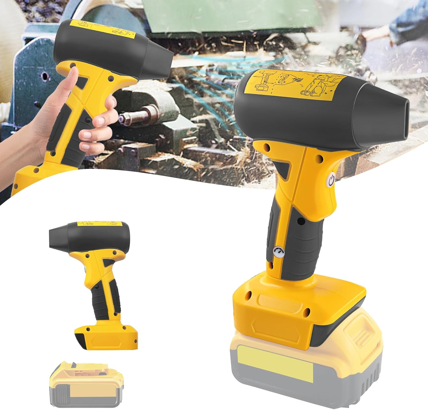 Jet Dry Mini Blower,Jet Fan 130000 RPM Wind Speed 4-Speed Control Compatible with Dewalt 20V Lithium Battery，Super Jet Fan Blower for Drying, Cleaning (Battery Not Included)