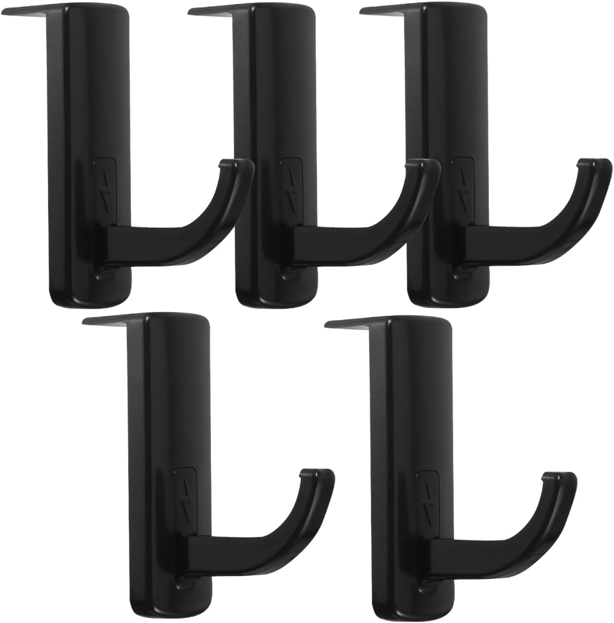 Angoily 5Pcs Headphone Hook Gadget Screen Monitor Headphones Earphones Sport Headphones Headset Mount for Monitor Dual Headphone Stand Headset Holder Mount Cable Hub Black Plastic image number 6