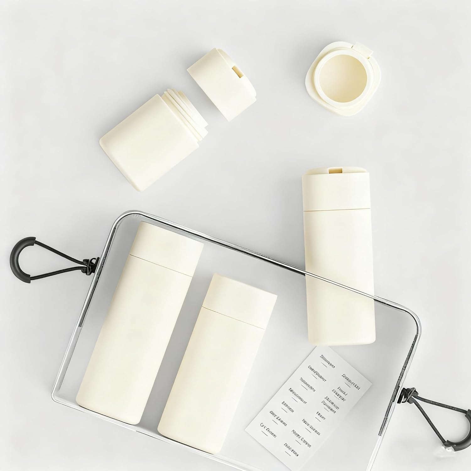 Wacloud Travel Cream Dispenser Set &ndash; 5Pcs TSA Approved Toiletry Bottles with Leak-Proof Case, Refillable Lotion & Shampoo Containers for Travel, Gym & Carry-On (White) - Pink image number 7