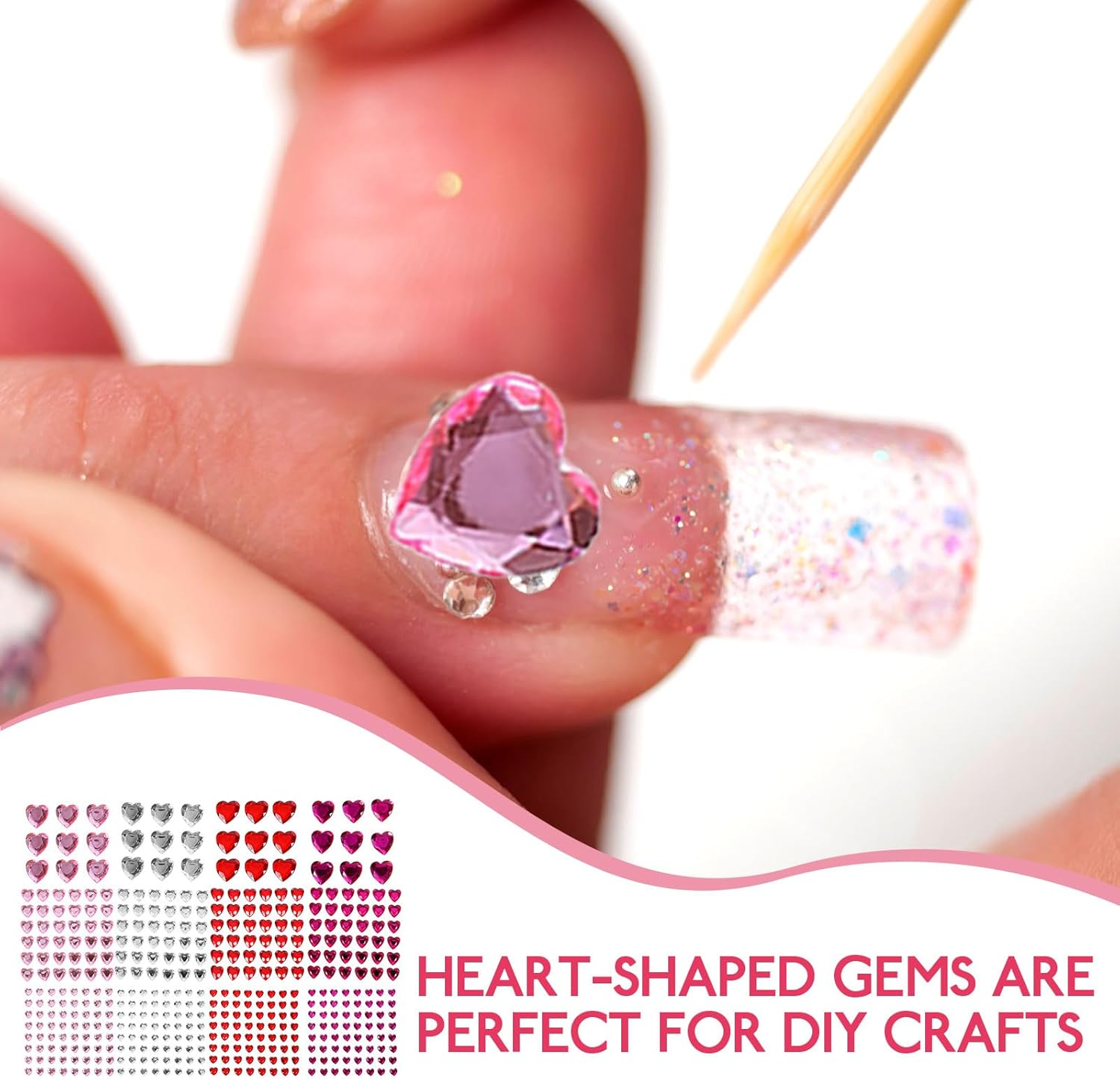 DOITOOL 12 Sheets Adhesive Heart Stickers,Bling Rhinestone Sticker Makeup Gems Stickers for Face Body Eye Nail,Decorative Stickers for Valentine'S Day Wedding Craft image number 2