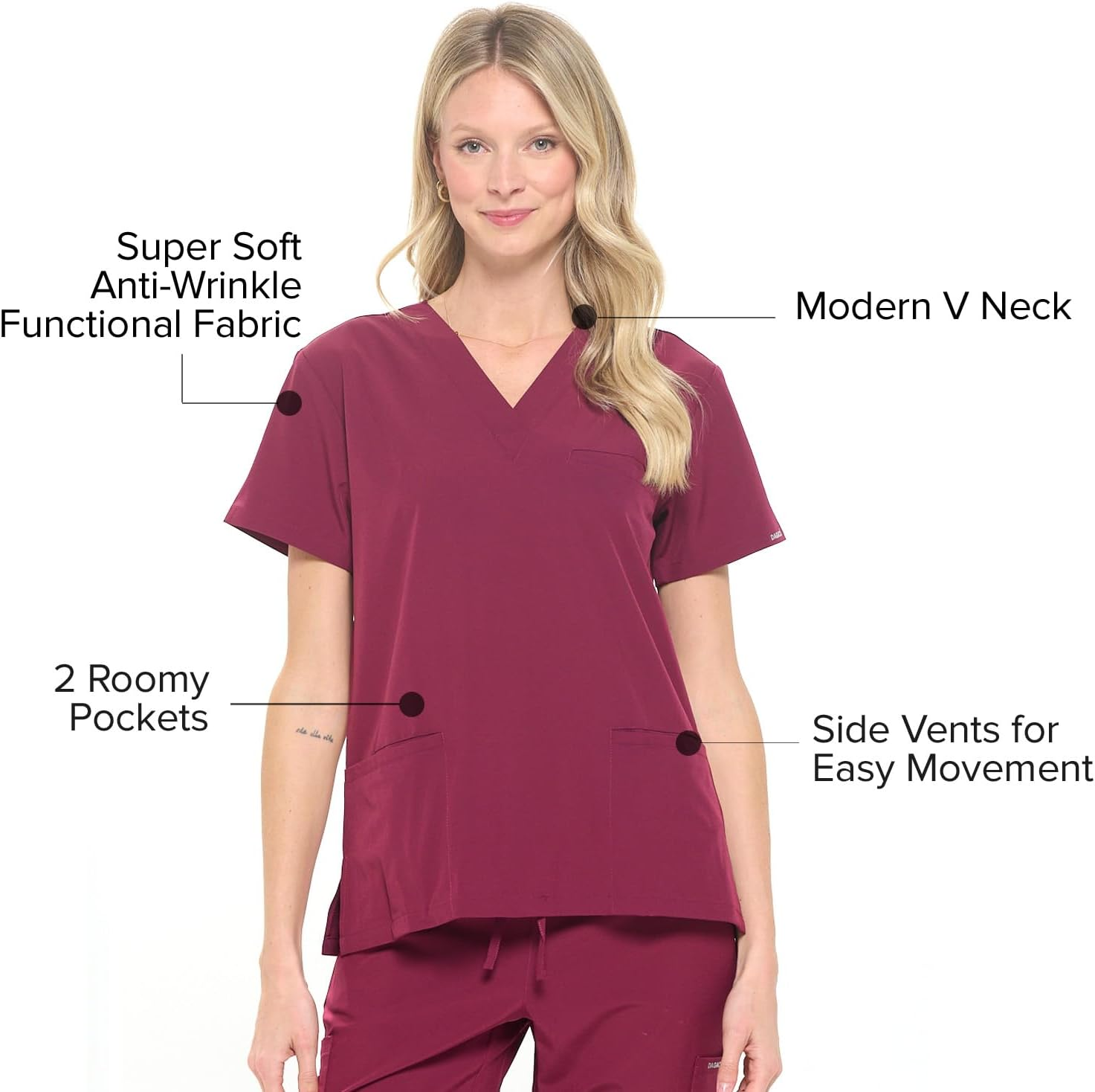 Dagacci Medical Uniform Unisex V-Neck Utility Cotton Scrub Set image number 2