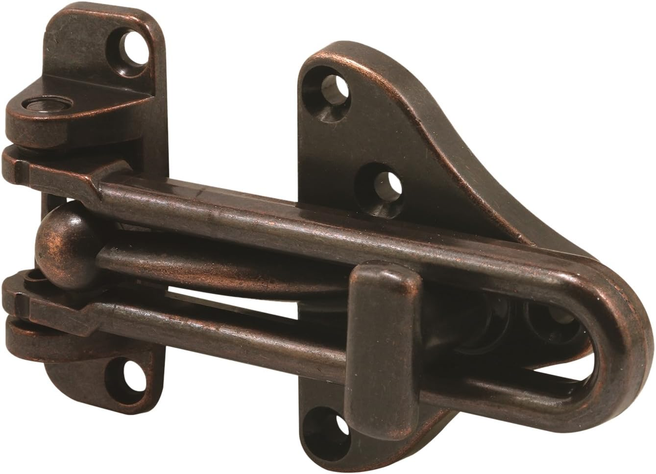 Prime-Line U 11317 Hinged Bar Lock, 3-7/8 In., High Security Door Guard, Diecast Zinc, Classic Bronze Plated Finish (Single Pack) image number 2