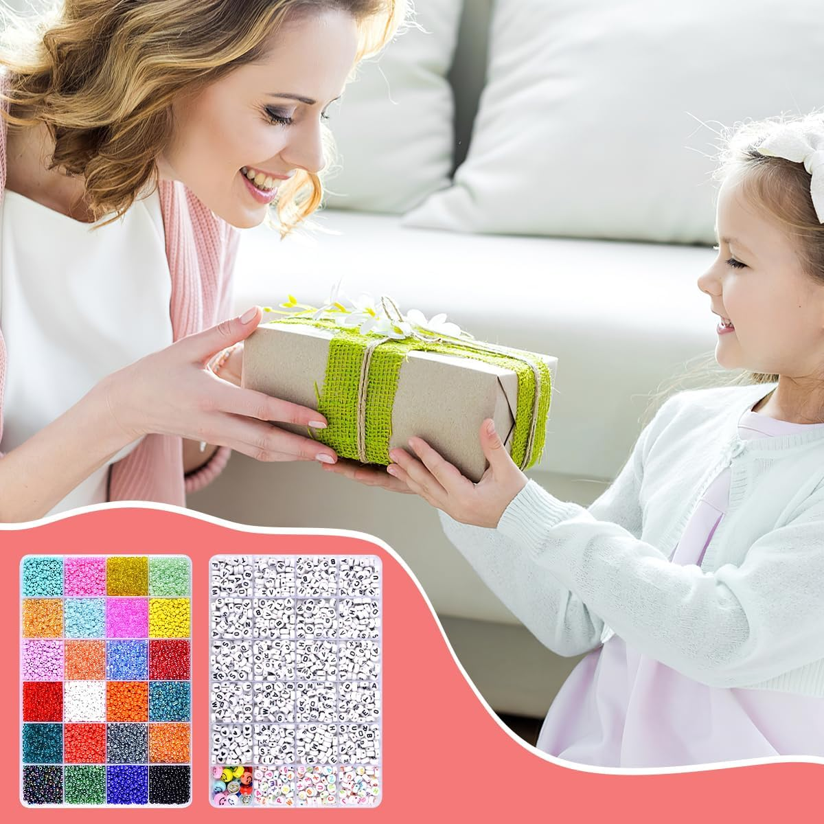 ANSHINE 13200PCS 3Mm Glass Seed Beads Kit,24 Colors with Letter Bead for Friendship Bracelet Jewelry Making image number 5