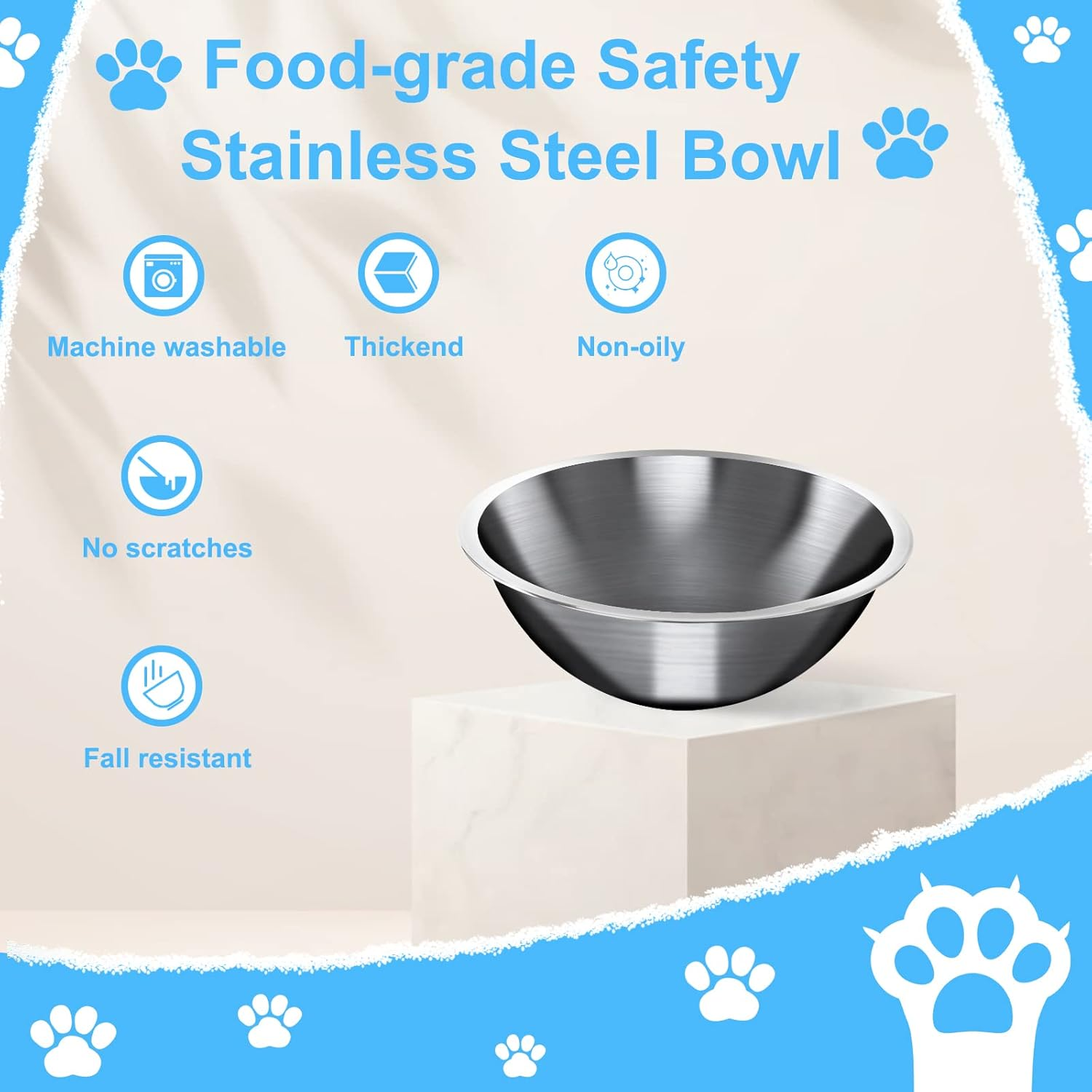 Feeding Bowl for Cats and Dogs, Double Cat Bowl, 15&deg; Tilt, Futing Bowl & Water Bowl with Stand, Stainless Steel Dog Bowl for Small Dogs image number 6
