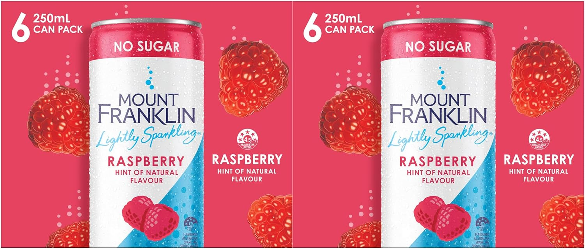 Mount Franklin Lightly Sparkling Water Raspberry Multipack Mini Cans 24X250Ml image number 1