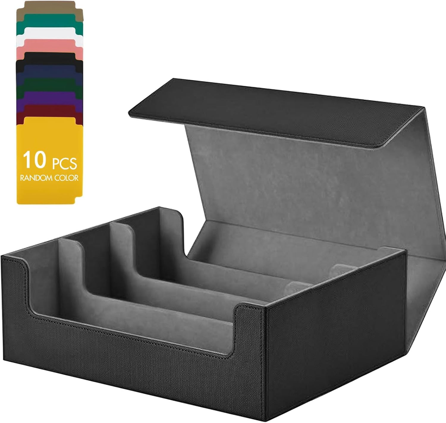 3-Row Card Storage Case for 1800+ Cards,Mtg Deck Box Storage Trading Card Storage Box Mtg Card Storage Magic Card Storage Box Trading Card Box Ideal for Trading Cards and Sports Cards &ndash; Black & Grey image number 6