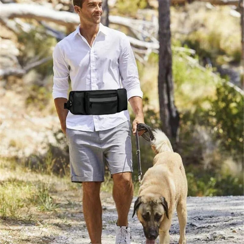 Dog Treat Bag with Hands-Free Waist Belt and Shoulder Strap - Multi-Purpose Portable Pouch for Training, Hiking, Running, Walking - Black (Bottle & Bags Not Included) image number 5