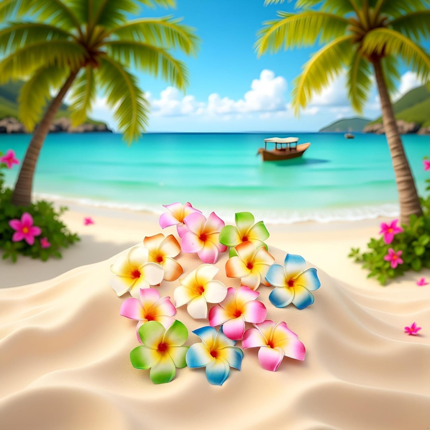 10Pcs Multicolor Hawaii Plumeria Flower Clips Hawaiian Flowers Hair Barrettes Beach Party Hair Clips Artificial Tropical Flower Hairpins for Wedding Hair Accessories (7Cm) image number 3