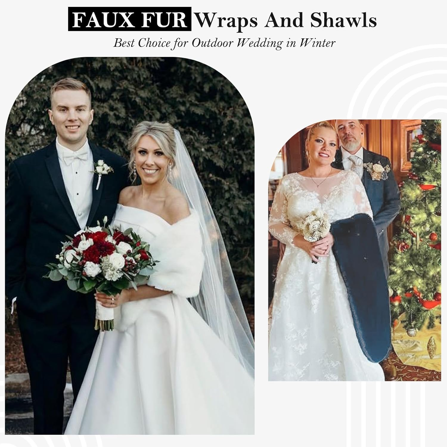 Faux Fur Shawl Wraps for Women Winter Scarf for Wedding Stole Shrug Fur Cape 1920S for Bride and Bridesmaids Wedding Evening Dresses（Blue), Blue, Medium image number 6