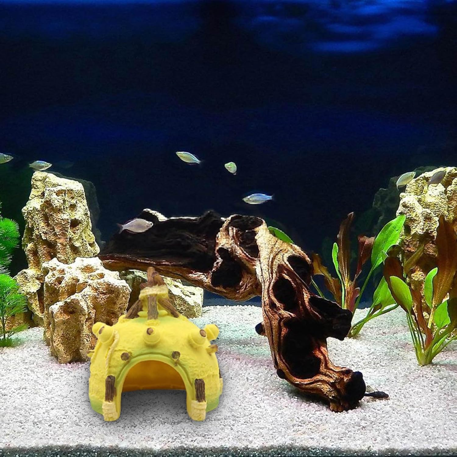 Yellow Aquariums Shelter Fish Tanks Hideouts Resins Decoration for Bettas Fishes Natural Resting Cave Natural Fish Habitats Simulation image number 2