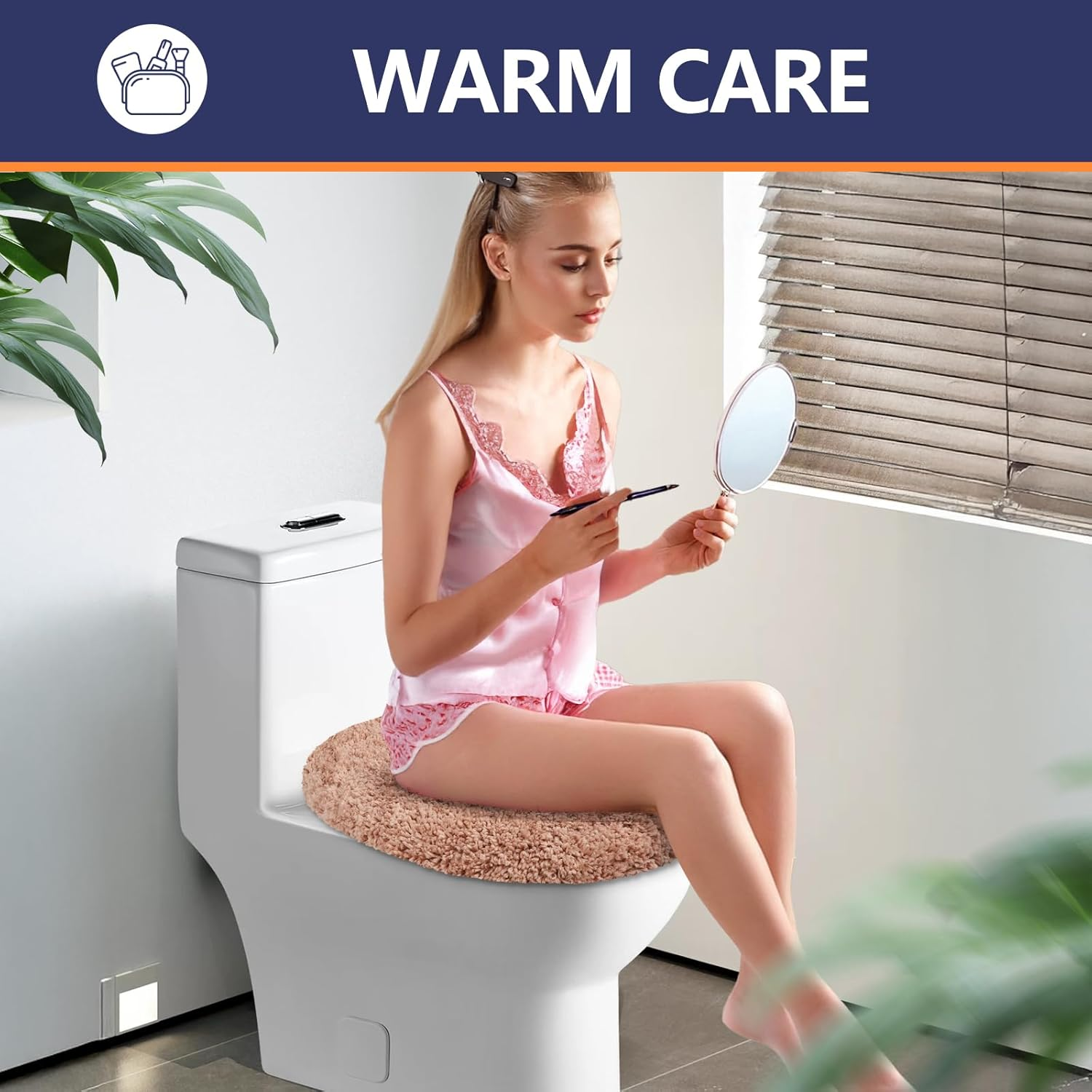 Luxury Soft Microfiber Toilet Lid Cover Machine Washable Solid Toilet Seat Cover 17.5" X 15" Adjustable Rubber Backing Fits Most 16-17.5" L X 14-16" W round Oblong and Elongated Toilet Seat image number 7