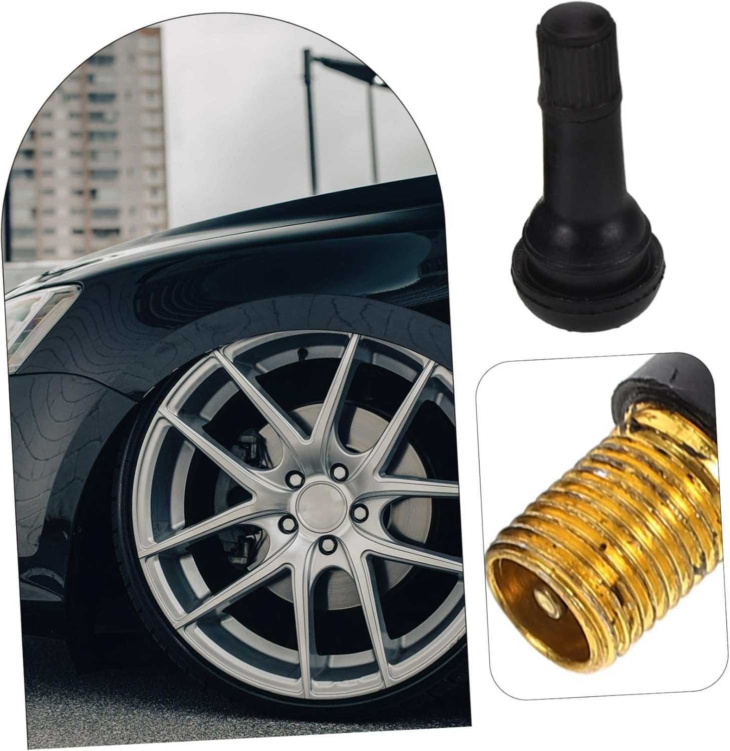 LOORGVEL 100Pcs Robust Tire Valve Stems Tubeless Rubber Valve Stems Automotive Accessories for Car Tyre Replacement image number 2