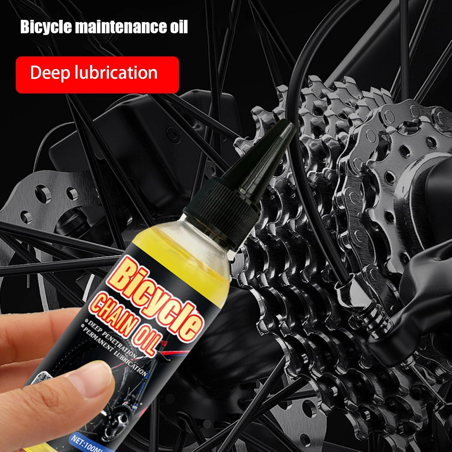 Bicycle Chain Lubricant - 100Ml Long Lasting Bike Chain Oil | All-Weather Bike Oil, Waterproof Bike Lube for All Bike Chains, Friction Reduction, Improved Wattage Output Borato image number 1