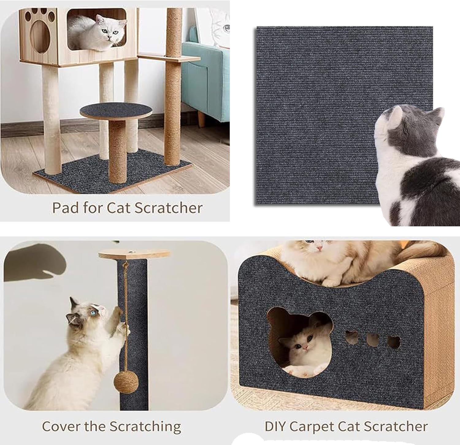 Cat Scratch Furniture Protector, 40&times;200 Cm/15.75&times;78.74 Inch Large Cat Couch Protector, Cat Scratching Mat Furniture Protectors from Cats Scratch DIY Self-Adhesive Climbing Cat Scratcher (Grey) image number 2