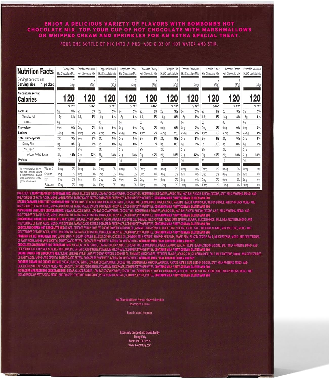 Bombombs, Hot Chocolate Mix Gift Set in Mini Bottles, Flavours Include Rocky Road, Pumpkin Pie, Chocolate Cherry, Peppermint Swirl, Salted Caramel Donut & More, Sampler Set of 16 image number 2