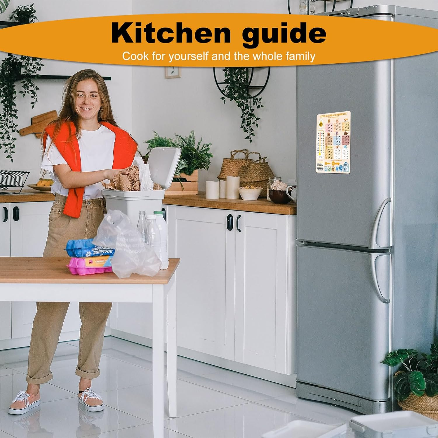 Kitchen Conversion Chart Magnet, 7.95X5.94 Inch Measurements Chart Imperial Metric Conversion Chart for Weight Liquid Temperature Measuring Conversion Sign Cute Kitchen Accessory for Cooking Baking image number 5