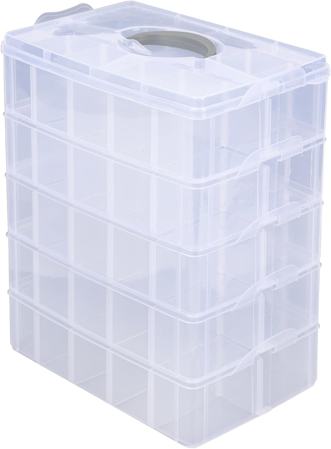 Craft Storage Box 5-Tier - Detachable Plastic Stackable Craft Storage Containers with 50 Compartments for , Bead, Jewellery, Sewing & Diamond Painting Storage, 24Cm X 15.5Cm X 32Cm image number 5