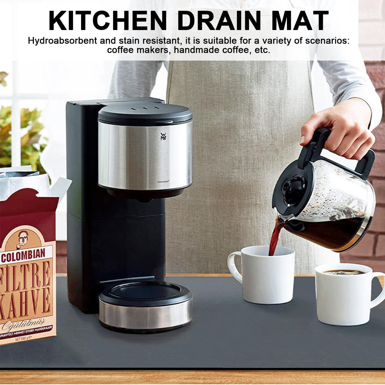 20" X 16" Dish Drying Mats for Kitchen Counter, Coffee Machine Mat, Rapid Water Absorption. Stone Drying Mat Kitchen, Coffee Maker Mat for Countertops, for Coffee Machines, Coffee Pots, Dish Racks image number 5