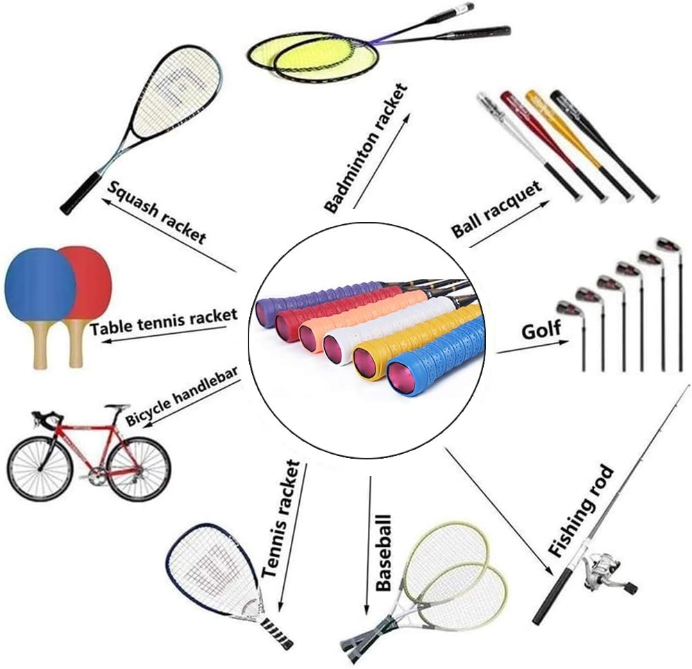 Tennis Racket Grip Tape,Racquet Overgrip Grips Tape Fishing Rod Badminton Racket Anti-Slip Absorb Sweat Tape,Precut and Dry Feel Handle Wrapped Strap (10 Pcs) image number 5