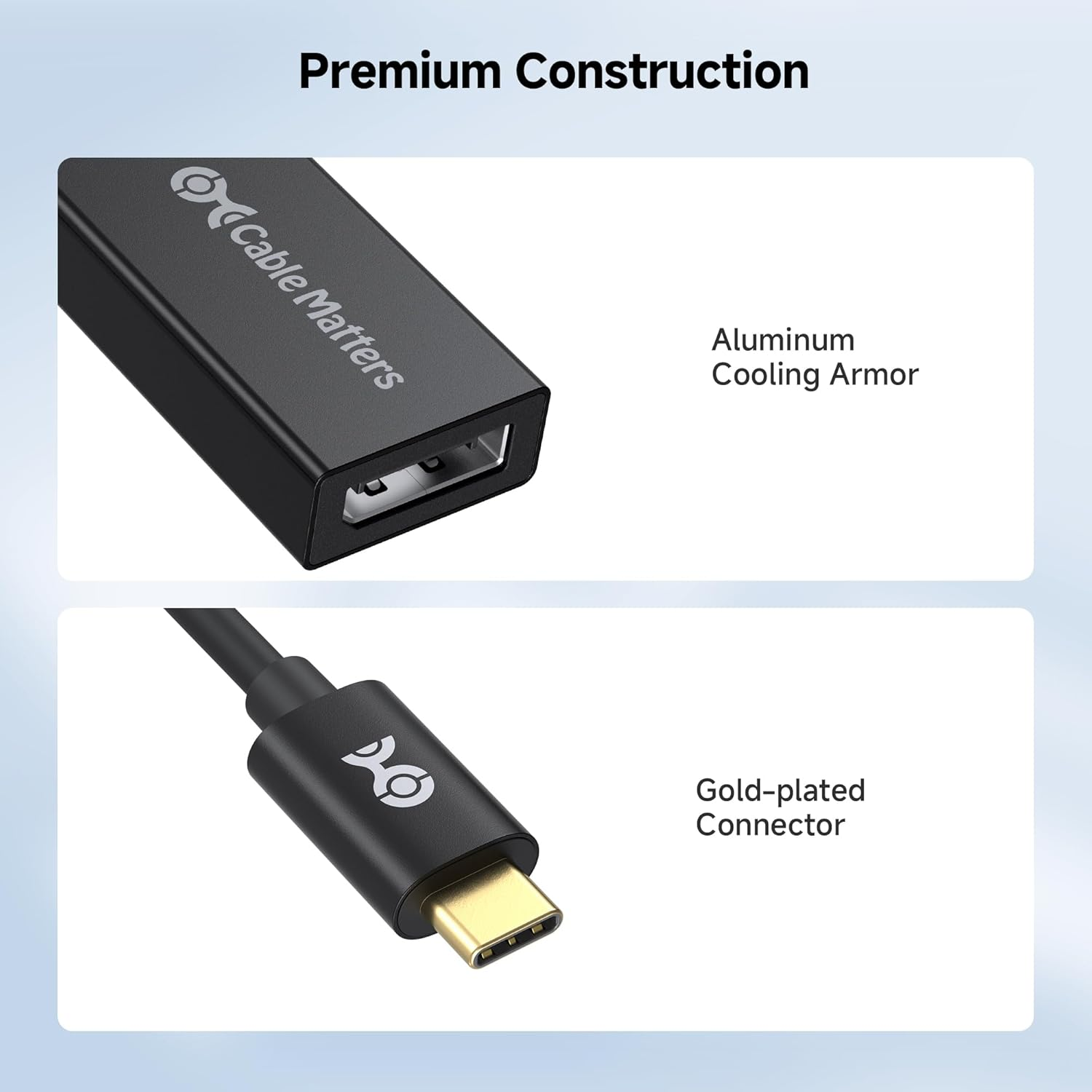 Cable Matters 32.4Gbps Unidirectional USB C to Displayport Adapter, Supports 8K@60Hz / 4K@240Hz HDR, USB C to DP 1.4 Adapter - Thunderbolt 4 / USB4 Compatible with Macbook Pro, XPS, Surface Pro image number 2