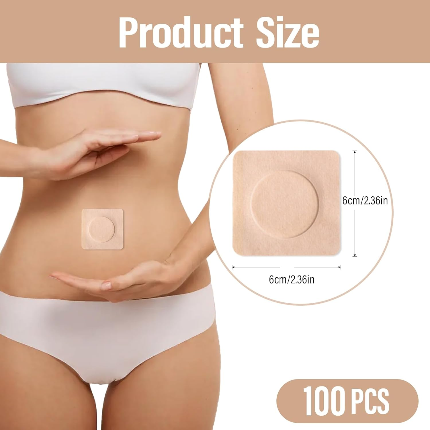 100Pcs Castor Oil Patches, Breathable Non - Woven for Women, Portable 6Cm/2.36In Multi-Layer Anti-Leak Strong Adhesion Castor Oil Pack image number 5