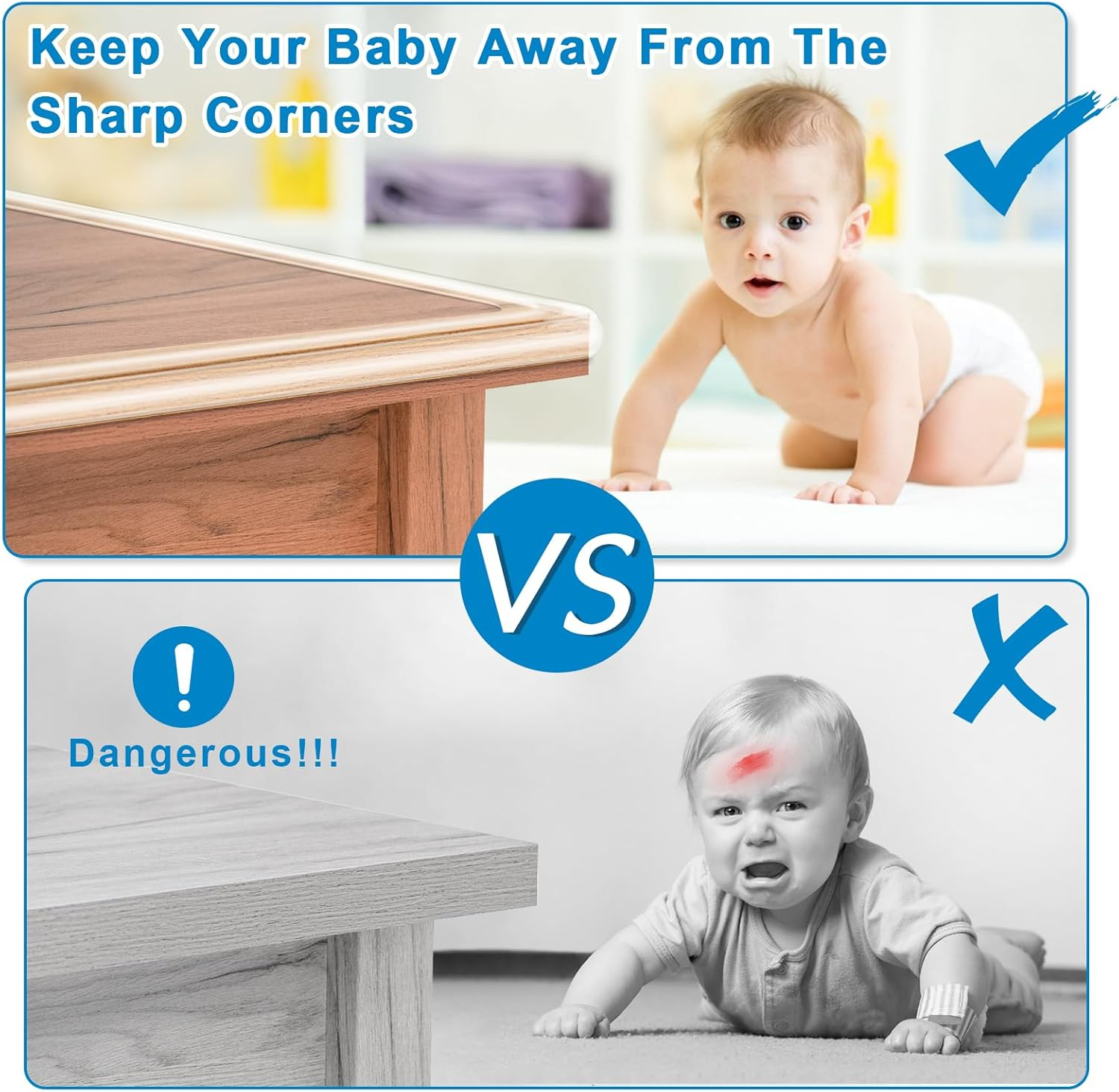 Baby Proofing, 0.6In Edge Protector Strip Clear, Thickened Silicone Soft Corner Protectors with Upgraded Pre-Taped Strong Adhesive, 6.6Ft Edge Protectors for Sharp Corners of Cabinets, Tables, Drawers image number 3