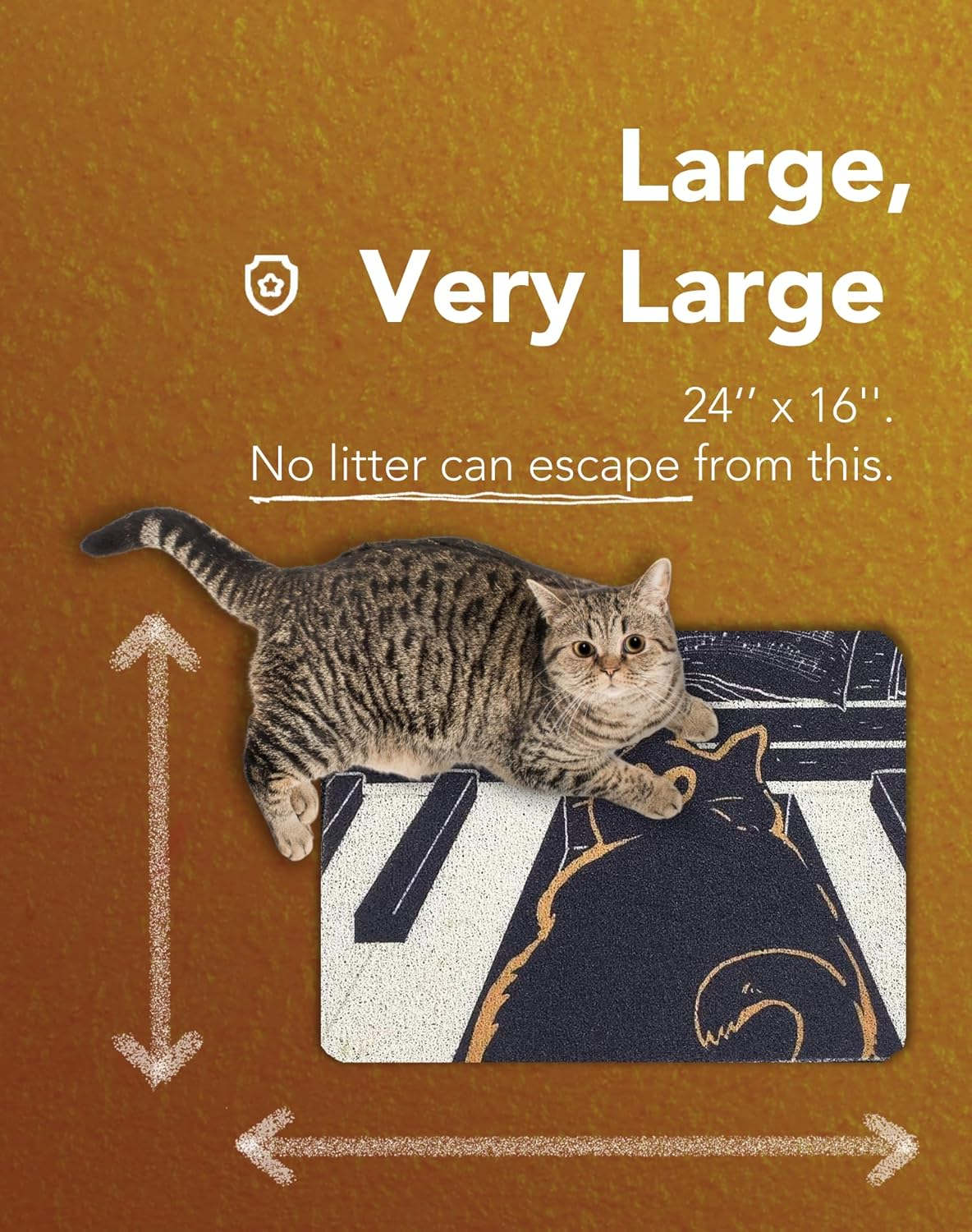 Lukamoo&reg; Cute Cat Litter Mat Large, 60 X 40 Cm, for Kitty Litter & Cute Cat Litter Box, Cat Accessories for Indoor Cats, Litter Trapping Mat (Melody)