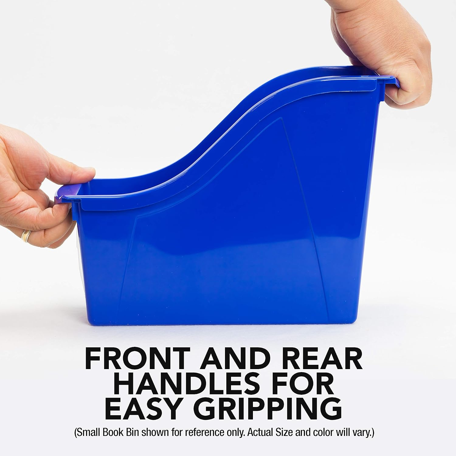 Storex Large Book Bin, Interlocking Plastic Organizer for Home, Office and Classroom, Green, 6-Pack (71104U06C) image number 6