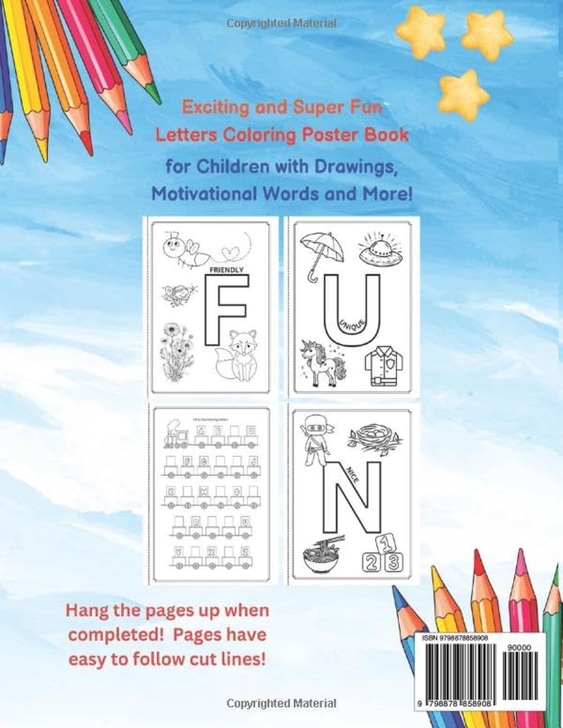 ABC Wonderland: Preschool Coloring Poster Book: Whimsical Activity Book with Inspirational Words for Kids Ages 3-5: Wall Hanging Alphabet Letters