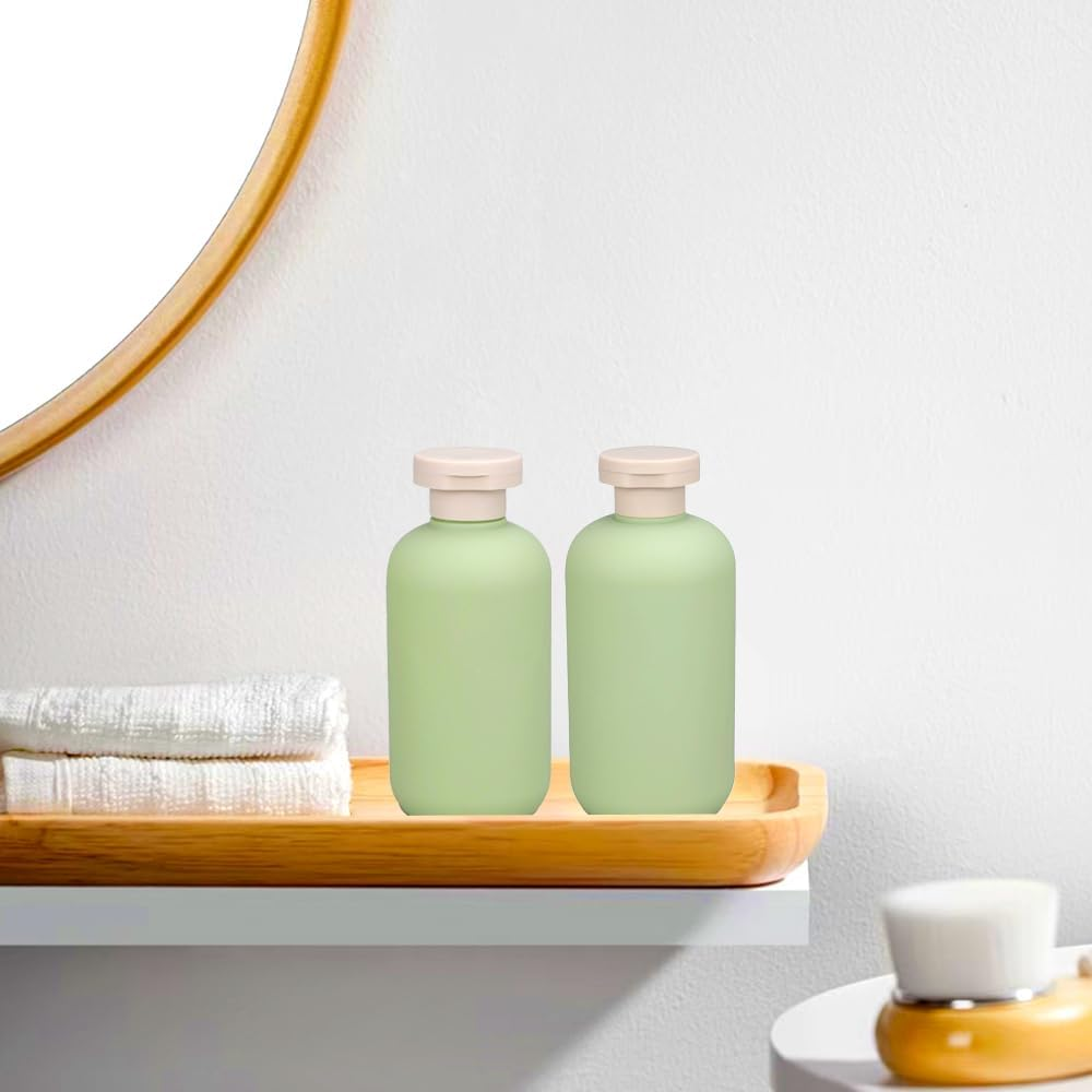 Plastic Squeeze Bottles with Flip Cap and Pump, 2Pcs Empty Squeeze Bottles with Flip Cap, Refillable Travel Bottles Shampoo Pump Bottles, Shampoo and Conditioner Bottles Travel Containers, 300Ml image number 4
