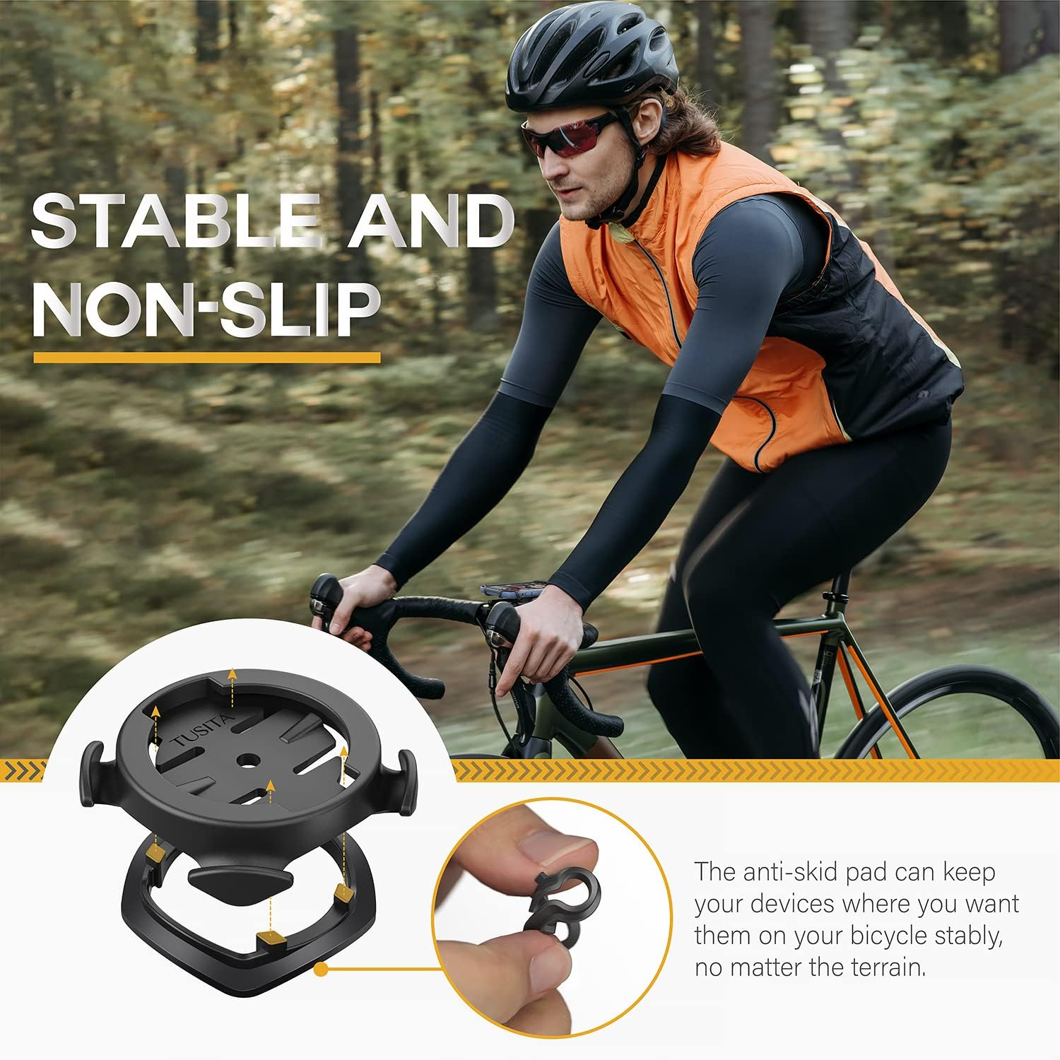 TUSITA 2 in 1 Bike Mount Quick Release, Quarter Turn Compatible with Garmin Edge GPS Computer, Iphone 14 13 12 Pro Max, Samsung Galaxy Note 20 S21 Ultra All 4.7"-6.9" Phones - Cycling Accessories