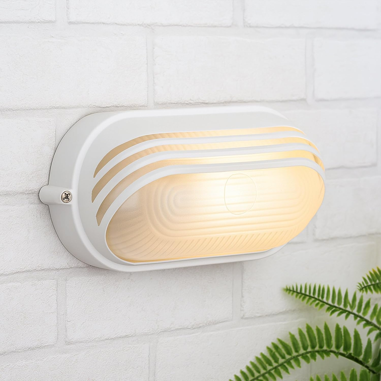 Lexi Lighting Virell Oval Louvered Outdoor Bunker, Retro Moisture E27 Outdoor Wall Lamp, IP54 Waterproof Explosion-Proof Glass Lampshade Ceiling Lamp Garden Balcony Porch Wall Lighting - White - White image number 5