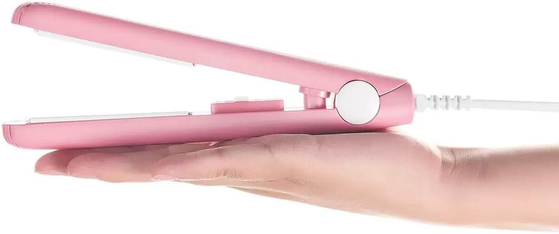 Cute Pink Werdeny Mini Ceramic Hair Curler & Straightener, 2-In-1 Curling Iron with 1/2 Inch Barrel for Short and Fine Hair image number 2