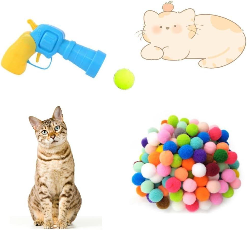 DACUAN Cat Toy Ball Set, Silent Plush Elastic Cat Ball Toy,Interactive Cat Toys for Indoor Cats Kitten Toys. image number 1