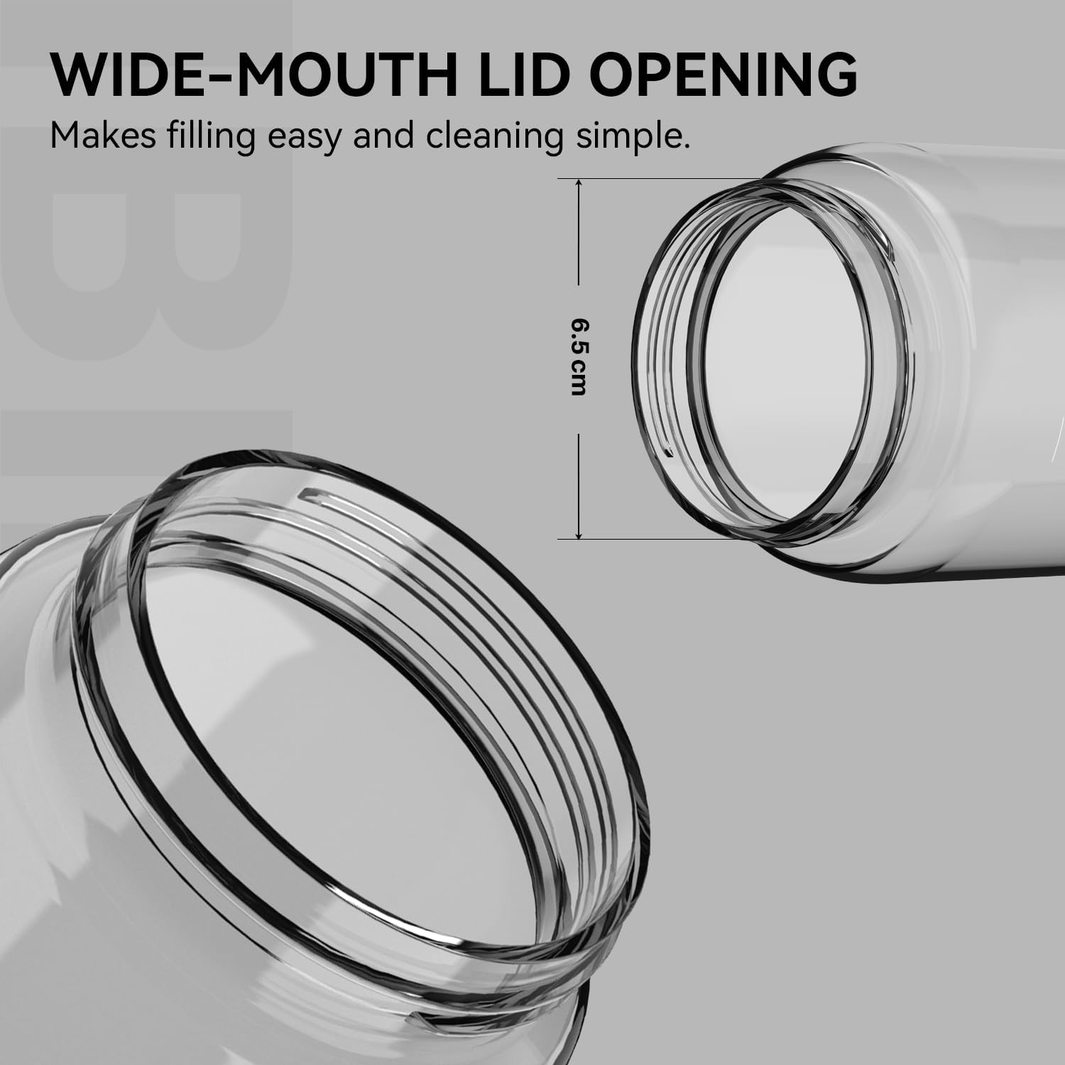 SANTECO 1L Water Bottle BPA Free - Lightweight Sports Bottle with Handle, Leak Proof, Easy Clean, Good for Gym Hiking Travel (Light Grey, 1000Ml) - Lotus Bud image number 7