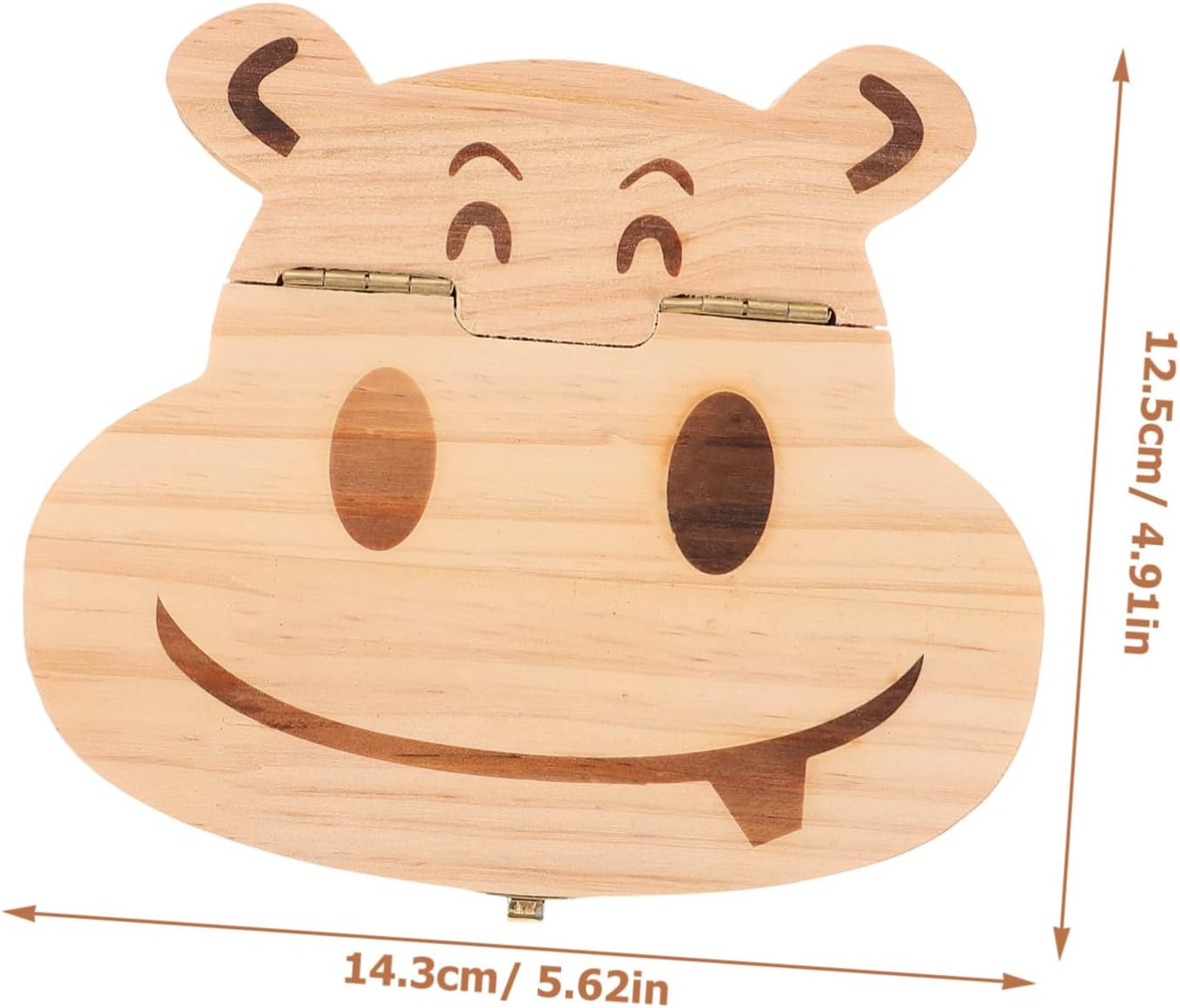 Vaguelly Baby Teeth Keepsake Box Wooden Organizer Small Cartoon Hippo Design Boys and Girls Tooth Holder Souvenir Storage Container for Newborns and Children