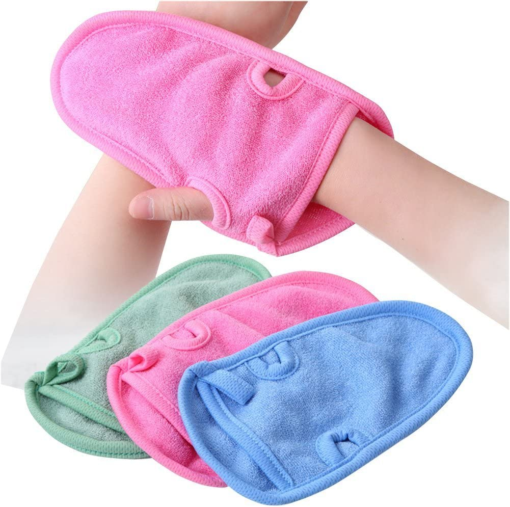Ericotry 3PCS Bathing Shower Exfoliating Mitts Towel Soft Skin Care Face Body Wash Massage Spa Mittens for Adult and Kids(Color Random) image number 6