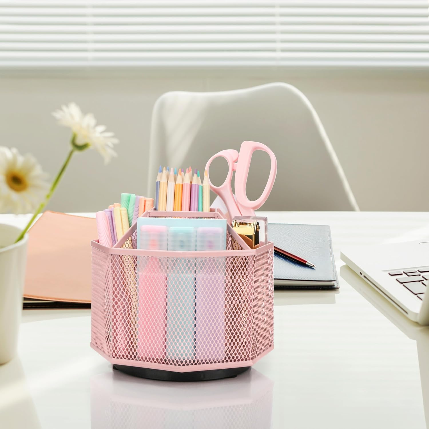EXERZ Desk Organiser/Desk Tidy Caddy/Pen Holder/Multifunctional Organiser (Light Pink) - Light Purple image number 4