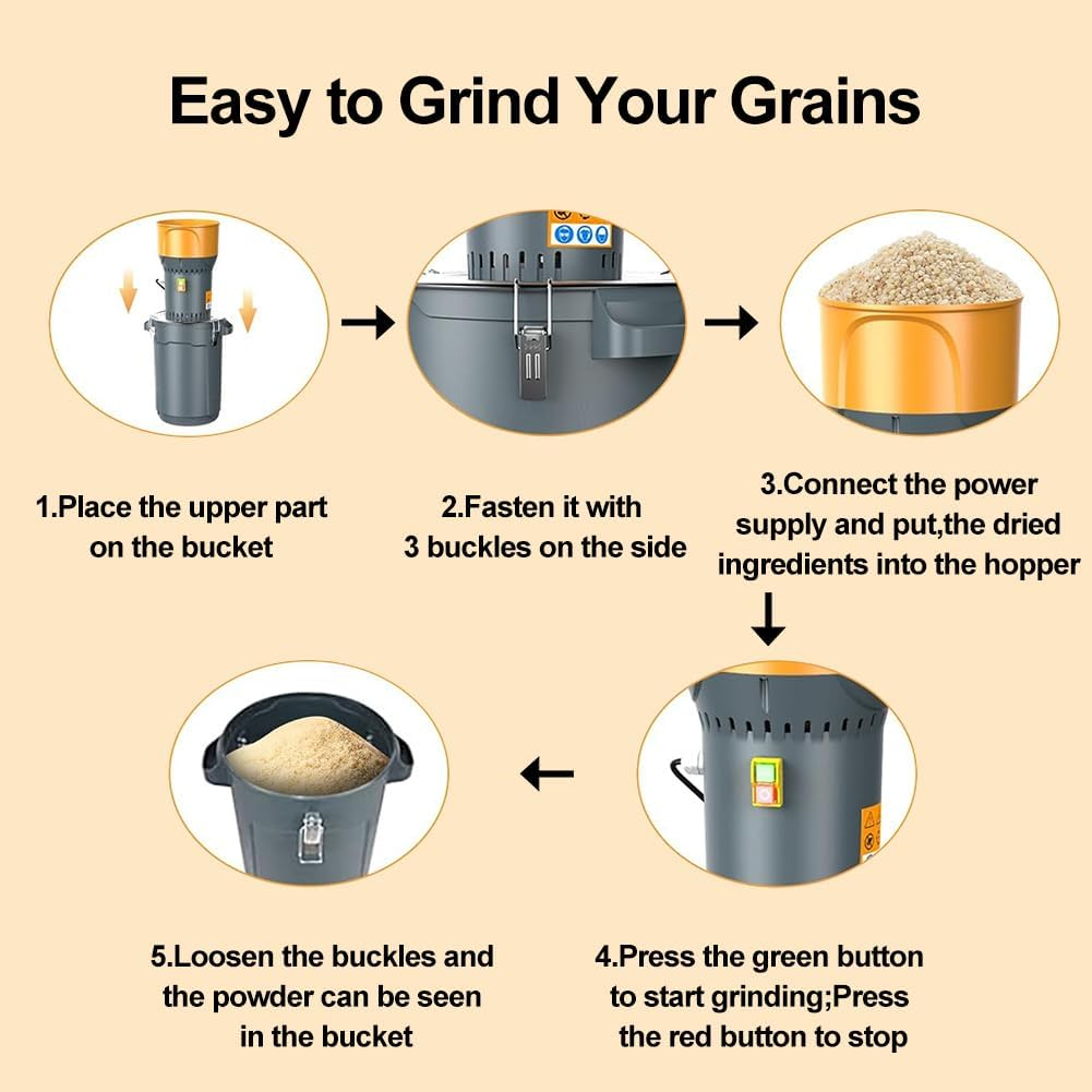 CHAOFLIGHT Grain Mill Grinder, 50L Commercial Electric Spice Grinder Corn Mill with 5 Sieves Dust-Free Pulverizer Dry Grinding Machine for Household/Resturant/Hotel (50L) image number 4