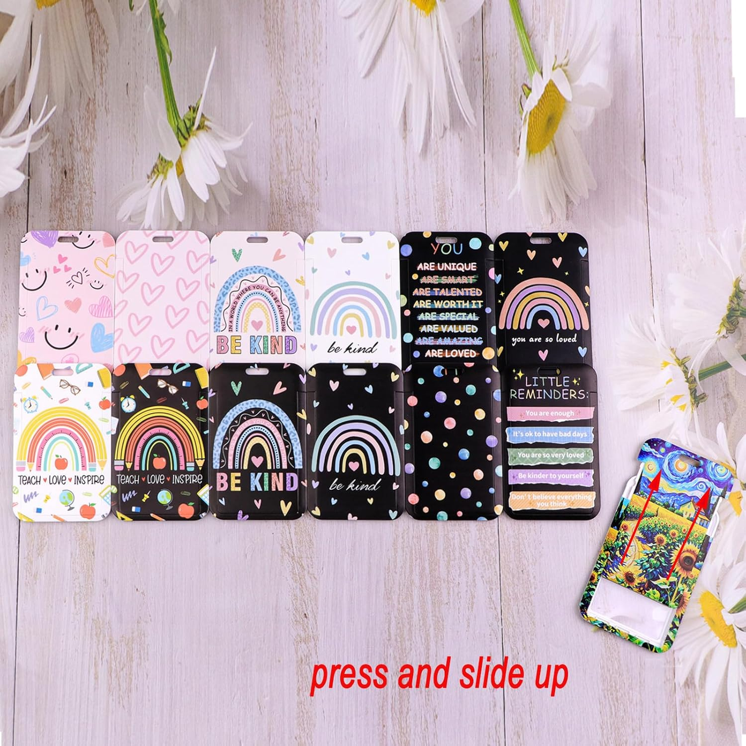 Pink Badge Holder Lanyard Cute Aesthetic Keychain Lanyard for Women Girls Teachers Kids for ID Badge & Keys Preppy School ID Holder(Positive Quote)