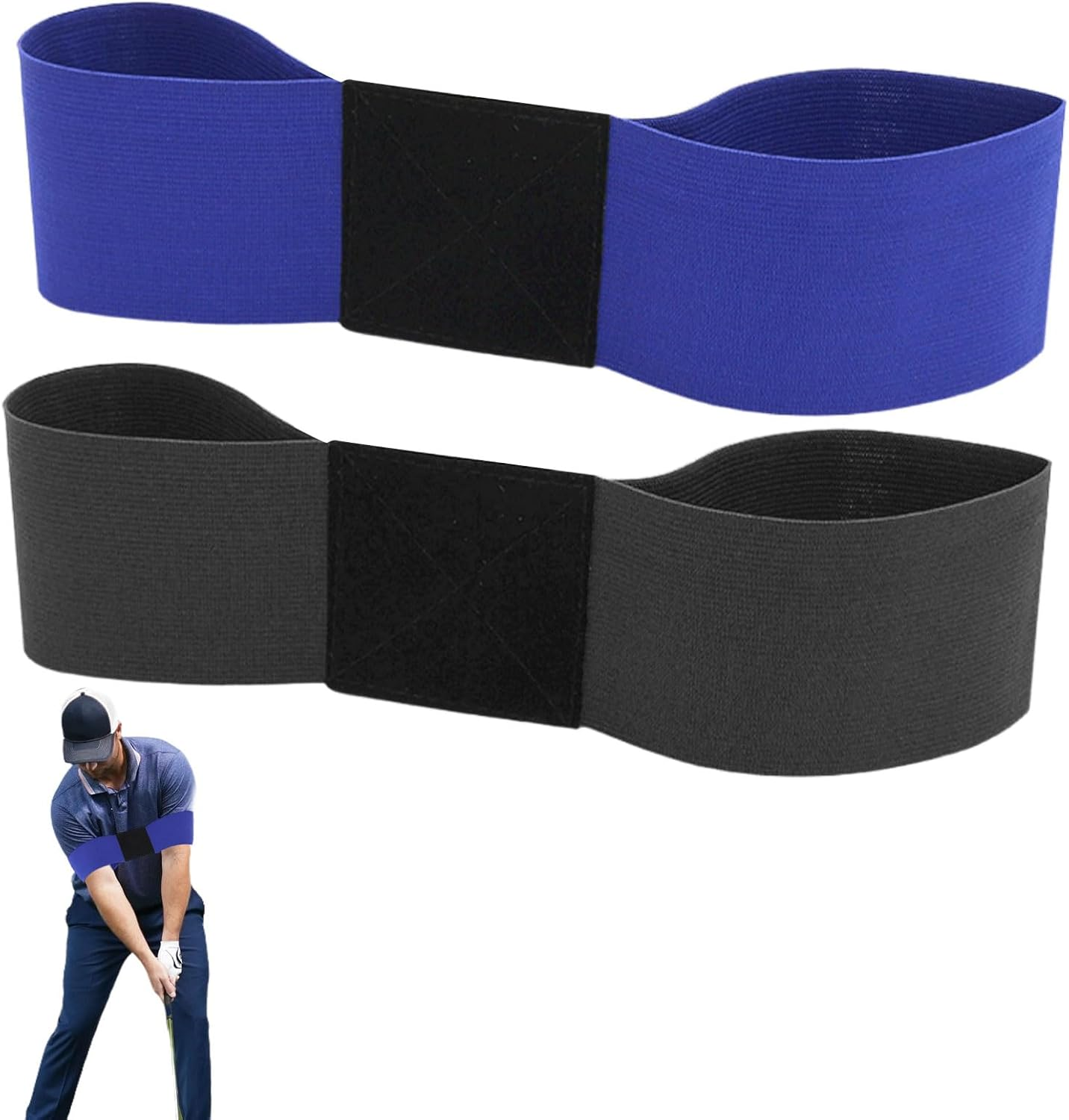 Golf Equipment, 2 Pcs Golf Swing Trainer Aid, Golf Training Aid for Golf Beginners Unisex, Golf Swing Arm Band Training Aid, Golf Swing Correcting Arm Band, Golf Grip Trainer (Black and Blue). image number 2