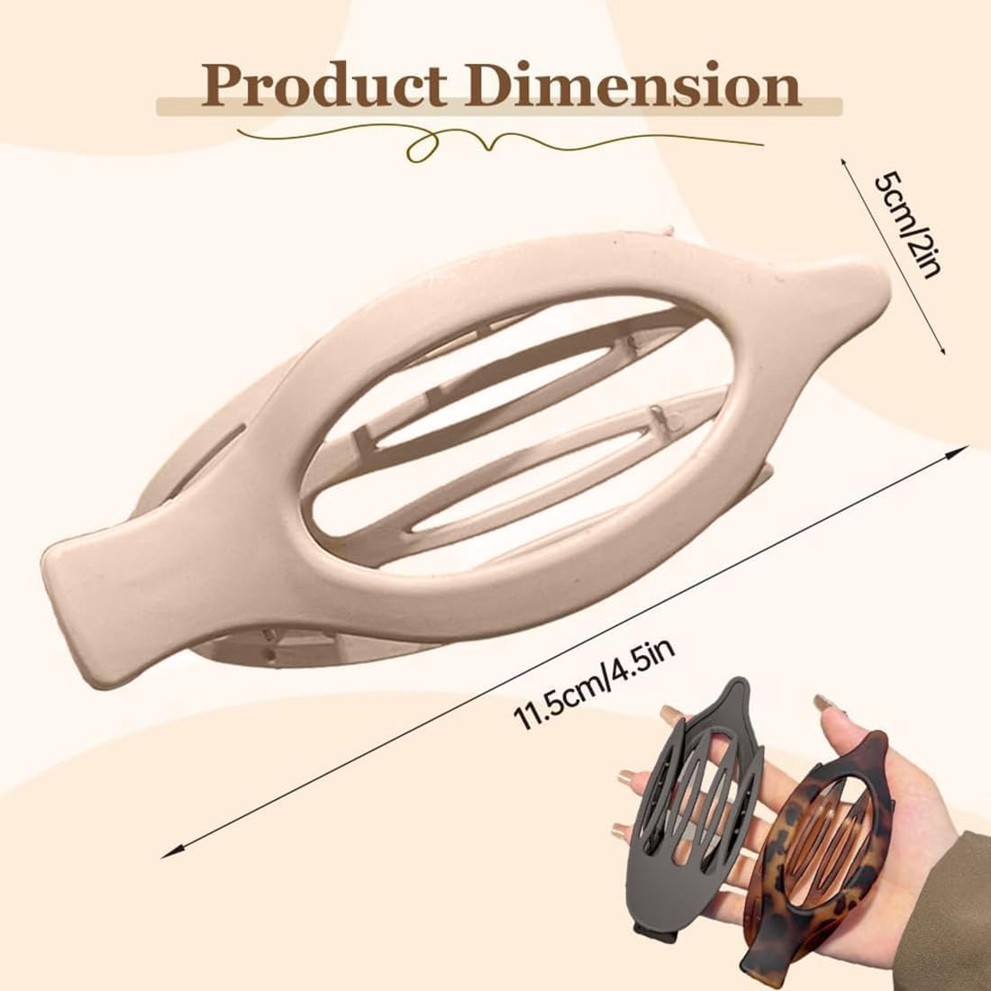 JYNVO Pack of 4 Women'S Hair Clips, Autumn Tones Hair Clips, Flat Hair Clip with Strong Hold, Flat Claw Clip for Thin Hair and Thick Hair image number 4