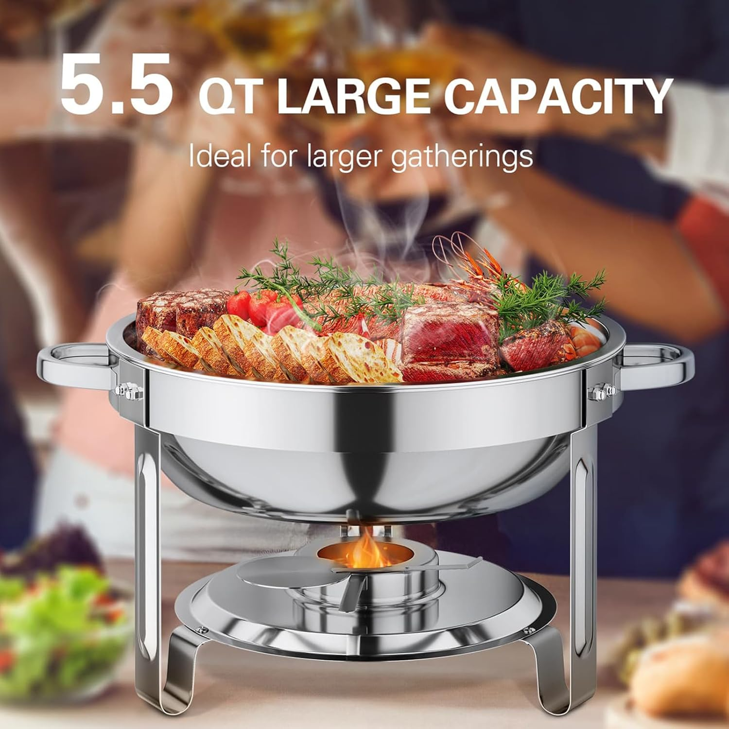 Anycoo 5.5QT Chafing Dishes for Buffet 2 Pack, Staineless Steel Chafing Dish Buffet Set, Buffet Servers and Warmers with Lid for Any Events image number 6
