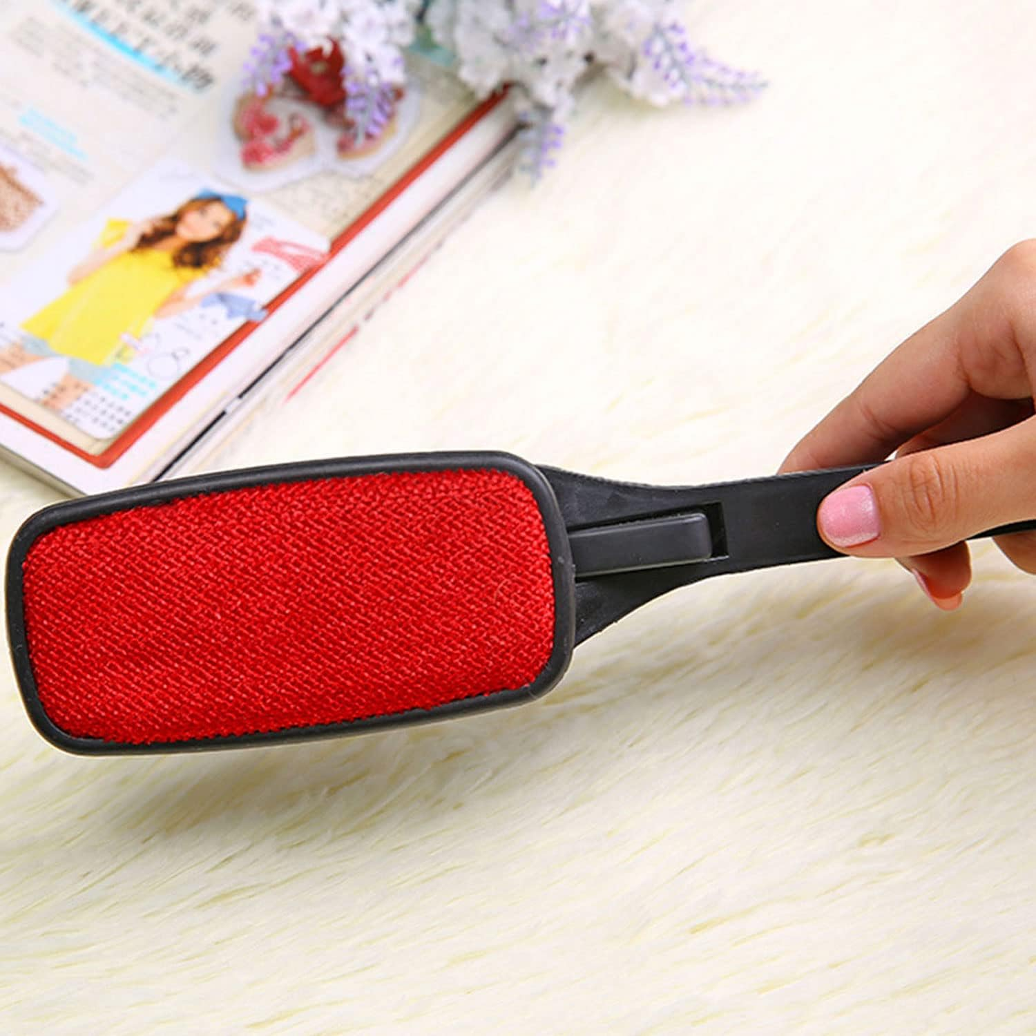 Magic Lint Brush, Fabric and Clothes Cleaner, Pet Hair Remover Clothing, with Pop-Up Multi-Directional Swivel Head 2Pcs (Black Rotary Type) image number 5