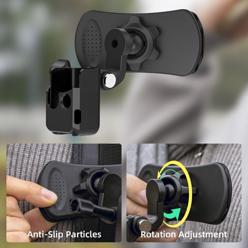 SUREWO 360&deg; Rotation Backpack Strap Mount,Quick Clip Mount with Expand Frame Compatible with DJI Osmo Pocket 3