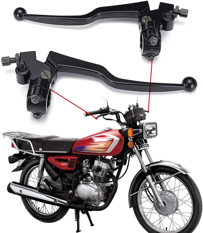 GLXAU Pair Motorcycle Brake Clutch Levers Black for Honda CG 125 Aluminum Alloy Motorbike Brake & Clutch Lever Cable Front Brake image number 1